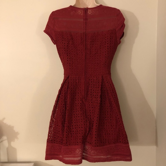 Francesca's Red Lace Fit & Flare Dress Size Small - Picture 8 of 11